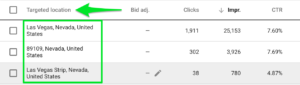 Picture of Adwords Targeted Locations: Las Vegas, NV
