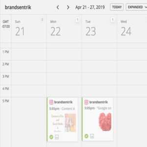 Brand Sentrik's Instagram Schedule in Hootesuite