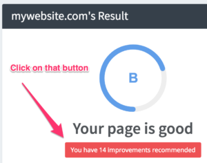 Screenshot of improvements needed provided by seooptimizer.com