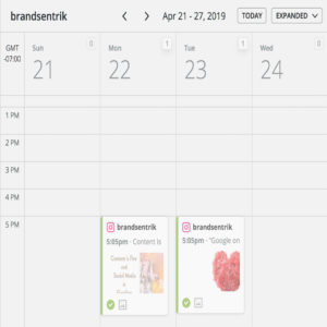 Brand Sentrik's Instagram Schedule in Hootesuite