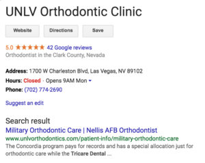 unlv orthodondic clinic
