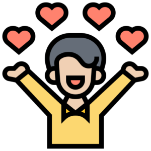 four hearts and image of person