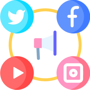 social media with four icons